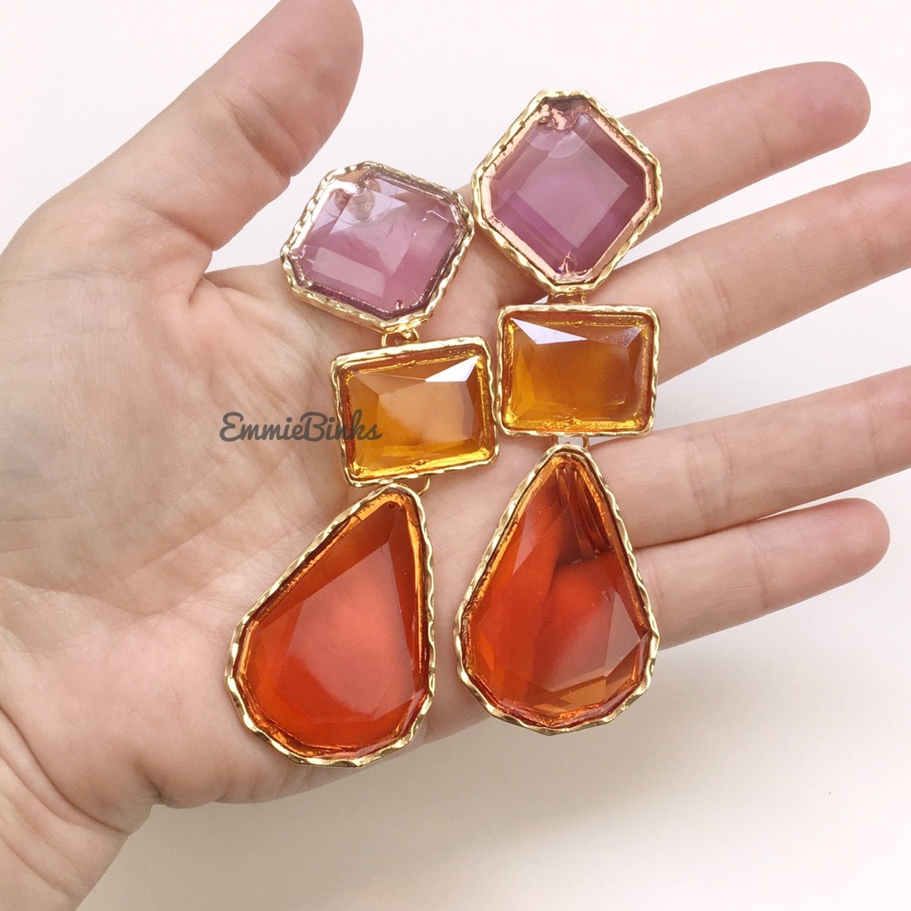 New Zara Resin Drop Earrings ~ New Colors: Clear or Tricolor - Picture 10 of 16